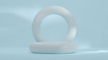 Açık mavi halka, arka planda açık mavi. 3 Boyutlu Hazırlama