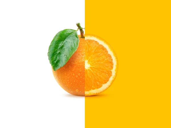 Diseño Creativo Hecho Fruta Naranja Acostado Concepto Alimenticio —  Fotos de Stock