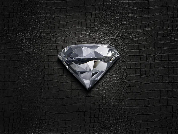 Heart Shaped Diamond Black Leather Background — Stock Fotó