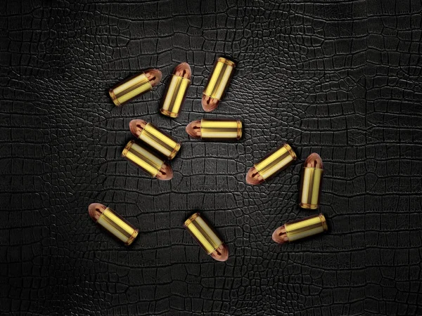 Kugeln Auf Schwarzem Lederhintergrund — Stockfoto