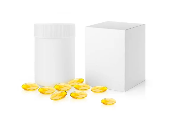 Fish Oil Capsule White Background Health Care Medical Concept Render — Foto Stock