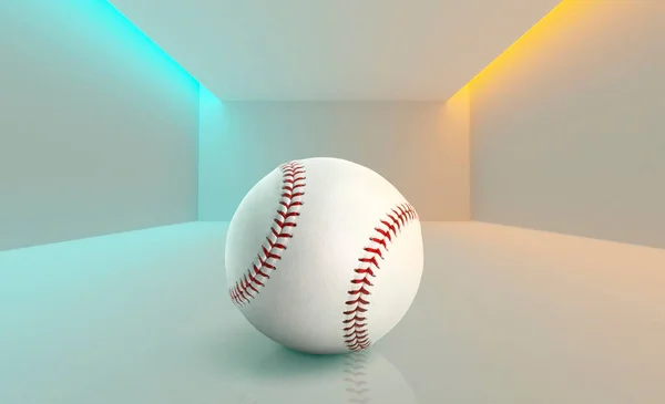 배경에 파란색 노란색 네온등 소프트볼 전망을 천장에서 — 스톡 사진