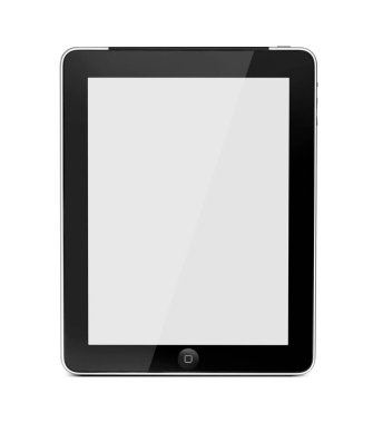 Siyah tablet beyaz arkaplandan izole edildi