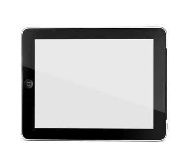 Siyah tablet beyaz arkaplandan izole edildi