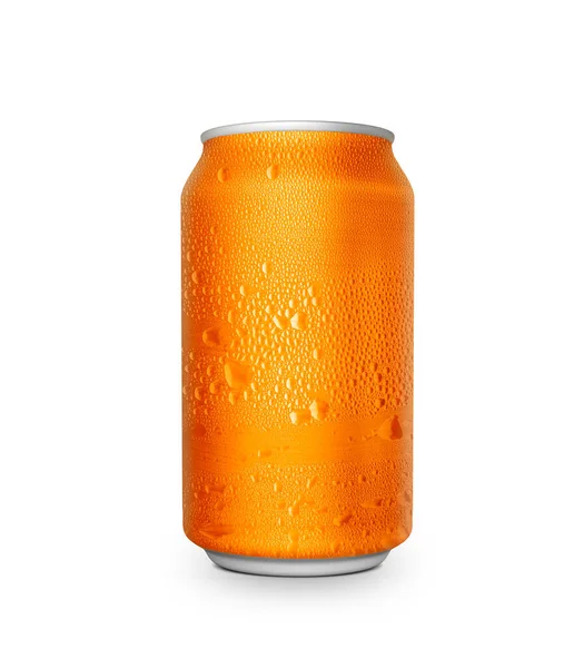 Orange Aluminiumburk Isolerad Vit Bakgrund — Stockfoto