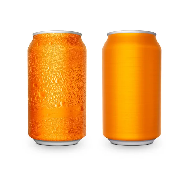 Oranje Aluminium Blikje Een Witte Achtergrond — Stockfoto