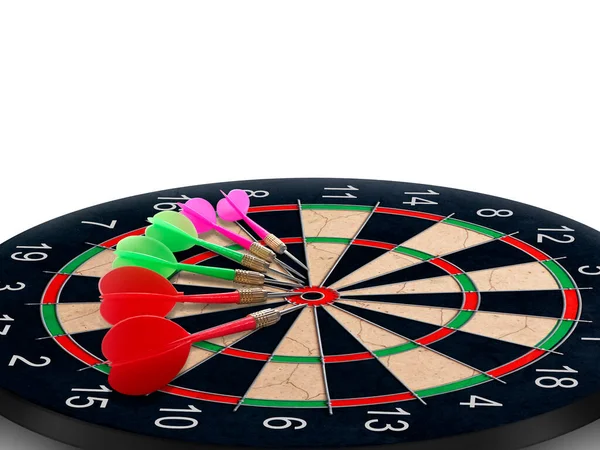 Darts Mit Dartscheibe Auf Weißem Hintergrund — Stockfoto