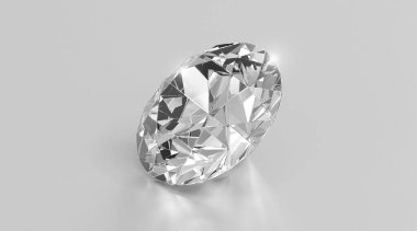 Gri arkaplana yerleştirilmiş parlak pırlanta. 3 Boyutlu Hazırlama