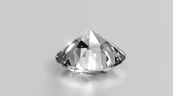 Diamant Brillant Placé Sur Fond Gris Rendu — Photo