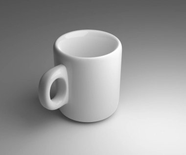 Gri arka planda boş kahve fincanı. 3d hazırlayıcı