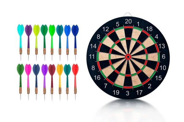 Darts Mit Dartscheibe Auf Weißem Hintergrund — Stockfoto