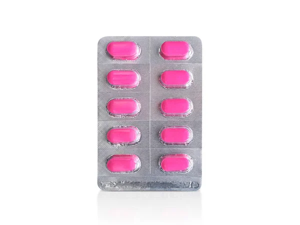 Пакет Рожевих Таблеток Концепція Фармації Медицини — стокове фото