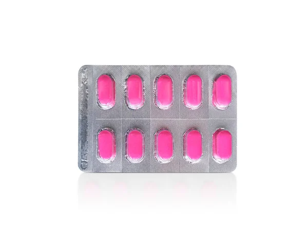 Pacote Comprimidos Cor Rosa Conceito Farmácia Medicina — Fotografia de Stock