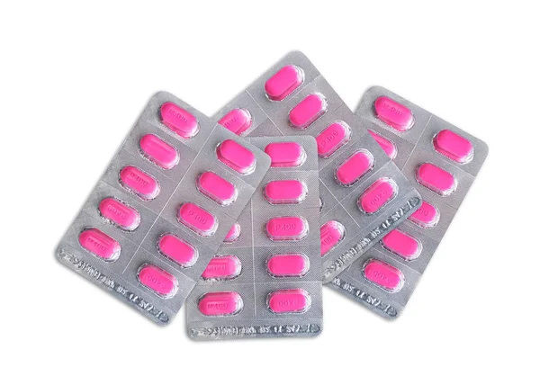Pacote Comprimidos Cor Rosa Conceito Farmácia Medicina — Fotografia de Stock