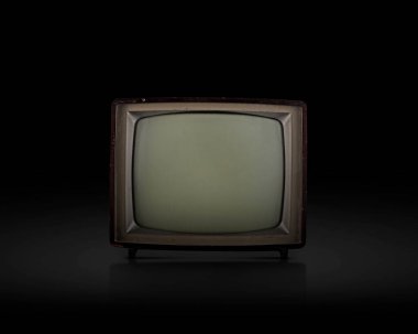 Siyah arkaplanda retro eski televizyon