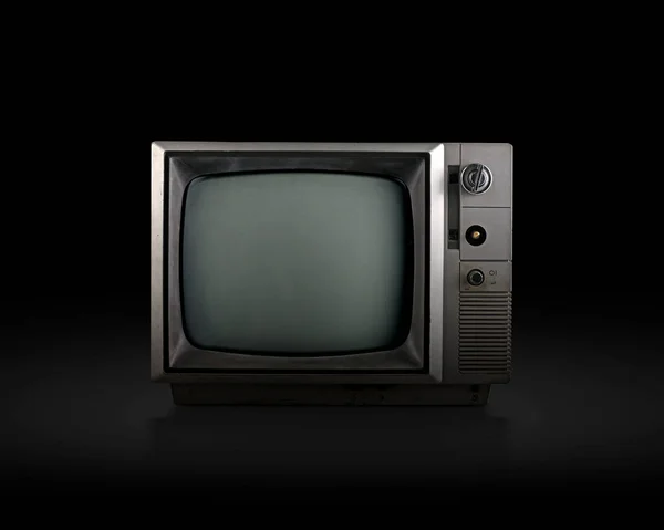 Siyah Arkaplanda Retro Eski Televizyon — Stok fotoğraf