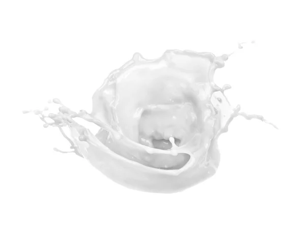 Pojedyncze Krople Mleka Plamy Białym Tle — Zdjęcie stockowe
