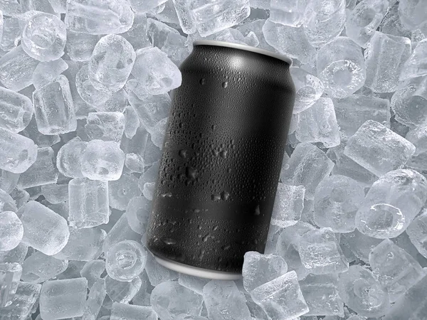 Банка Холодного Напитка Кубик Льда Соком Летний Освежающий Напиток — стоковое фото