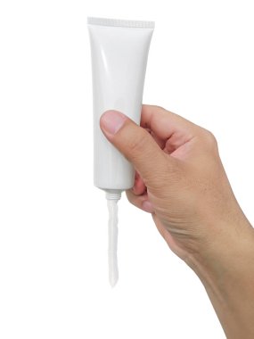 Beyaz bir arka plan üzerinde izole merhem ile beyaz tüp