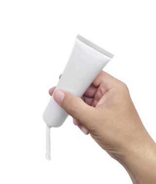 Beyaz bir arka plan üzerinde izole merhem ile beyaz tüp
