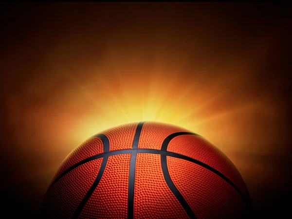 Basketball Ball Black Background Smoke Yellow Orange Red White Colored — Foto Stock