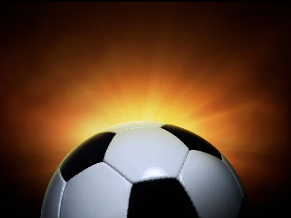 Piłka Nożna Czarnym Tle Dymem Żółty Pomarańczowy Czerwony Biały Kolorowe — Zdjęcie stockowe