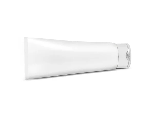 Tubo Plastica Cosmetica Sfondo Bianco Rendering — Foto Stock