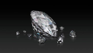 3D render, parıldayan elmas kırılır