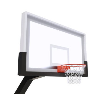 bir basketbol potamız bir boş sepet ve şeffaf sedye ile 3D render. Basketbol ekipmanları. Sokak spor. Egzersiz ve Oyunlar