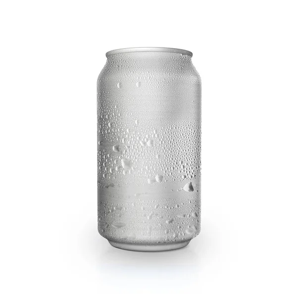 Aluminum Can Water Droplets Isolated White Background — ストック写真