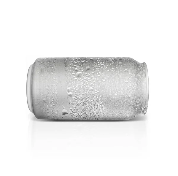 Aluminum Can Water Droplets Isolated White Background — Stock Fotó