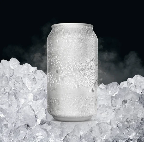 Unbranded Freezing Cold Aluminum Tin Can Cold Vapor Isolated Dark — 스톡 사진