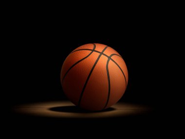 parke ile siyah arka plan üzerinde basketbol topu