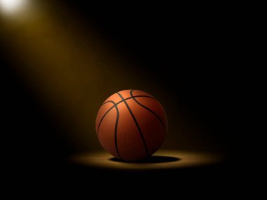 parke ile siyah arka plan üzerinde basketbol topu