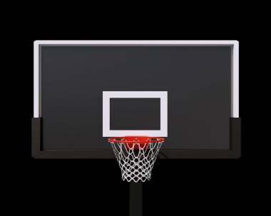 Siyah arka planda basketbol potası. 3d hazırlayıcı