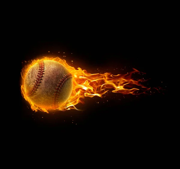 Baseball Fire Black Background — Stock fotografie