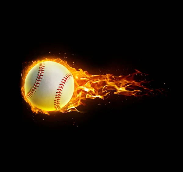Baseball Fire Black Background — Zdjęcie stockowe