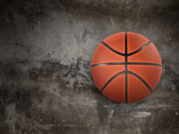 Basketball Isolated Old Cement Wall Background Top View — Zdjęcie stockowe