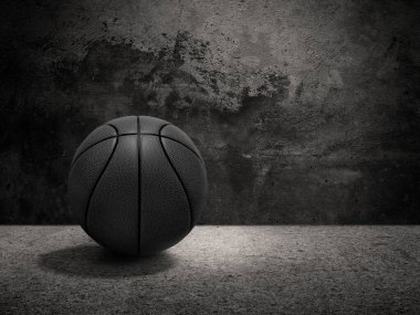 Black Basketball ball on cement wall background