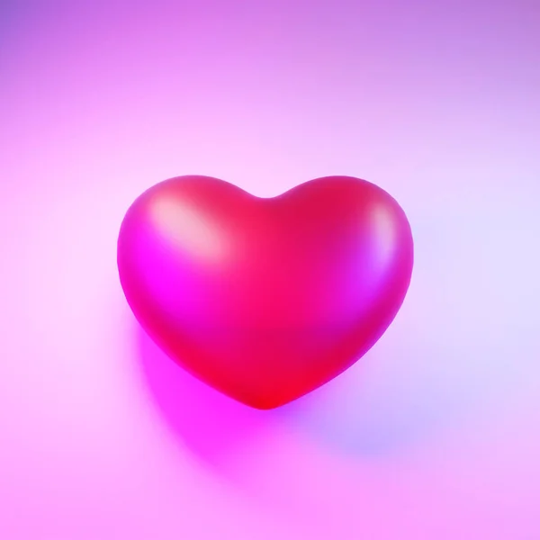 Coração Rosa Grande Isolado Fundo Branco Renderização — Fotografia de Stock