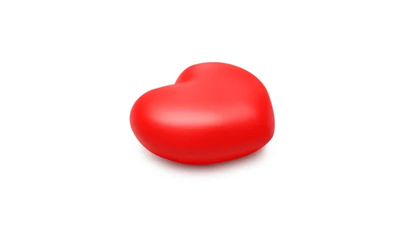 Grande Coração Vermelho Isolado Fundo Branco Renderização — Fotografia de Stock