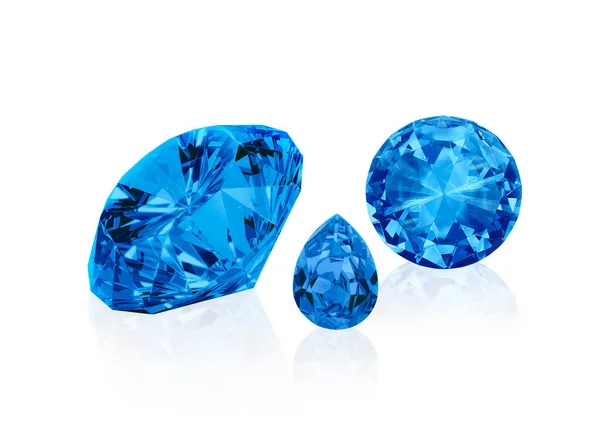 Blue Dazzling Diamonds White Background — Foto de Stock