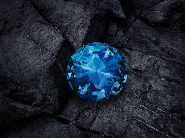 Blue Diamond Black Coal Background — Stockfoto