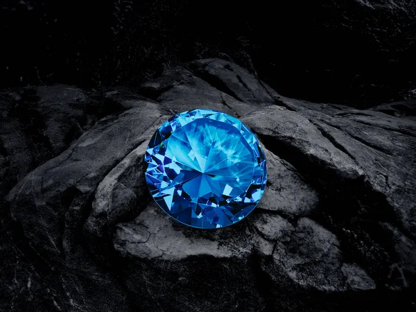 Blue Diamond Black Coal Background — Fotografia de Stock