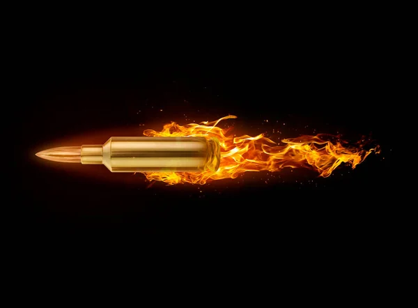 Bullet Fire Black Background Render — Stock fotografie