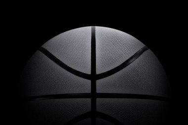 Closeup detail of basketball ball texture background. 3d render