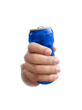 Sıkıştırılmış teneke kutular beyaz arkaplanda izole edildi