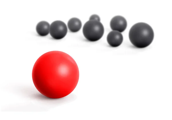 Концепція Червоними Чорними Кульками Team Leader Візуалізація — стокове фото