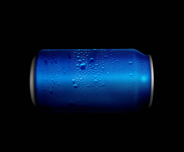 Concetto Sete Sete Dissetante Tanica Metallo Blu Con Cola Birra — Foto Stock