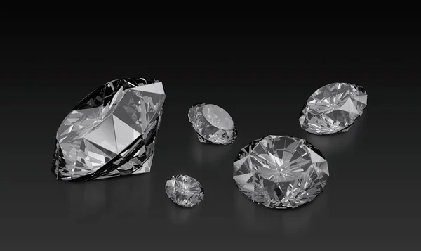 Diamante Deslumbrante Sobre Fundo Preto Renderização — Fotografia de Stock
